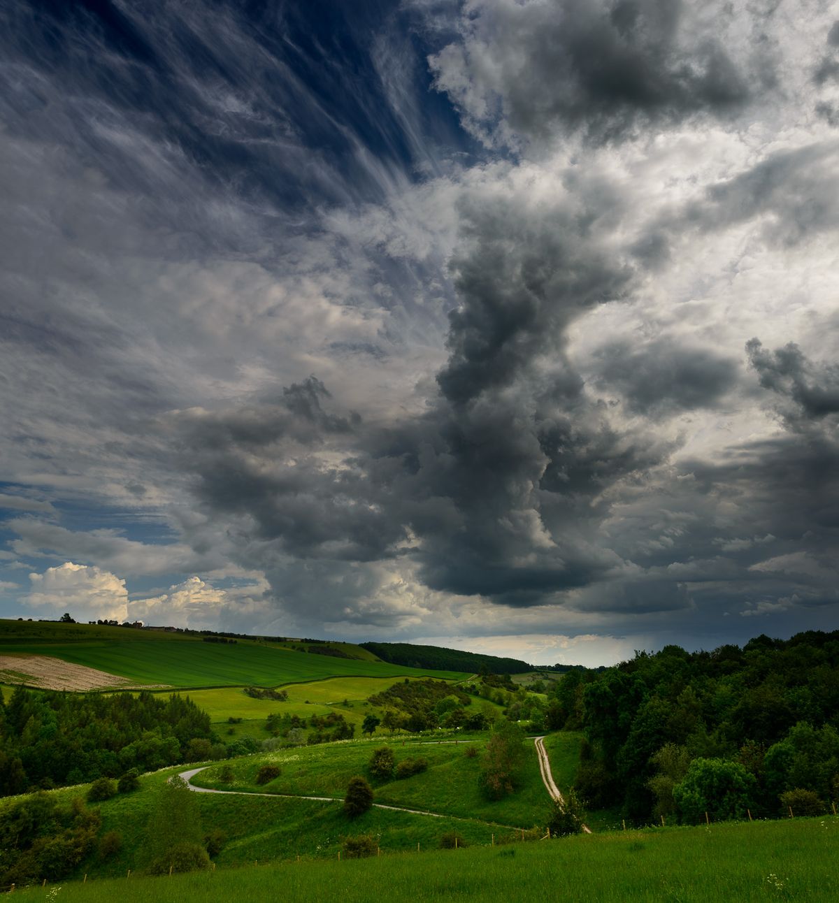 Spring rainstorm over the Yorkshire Wolds