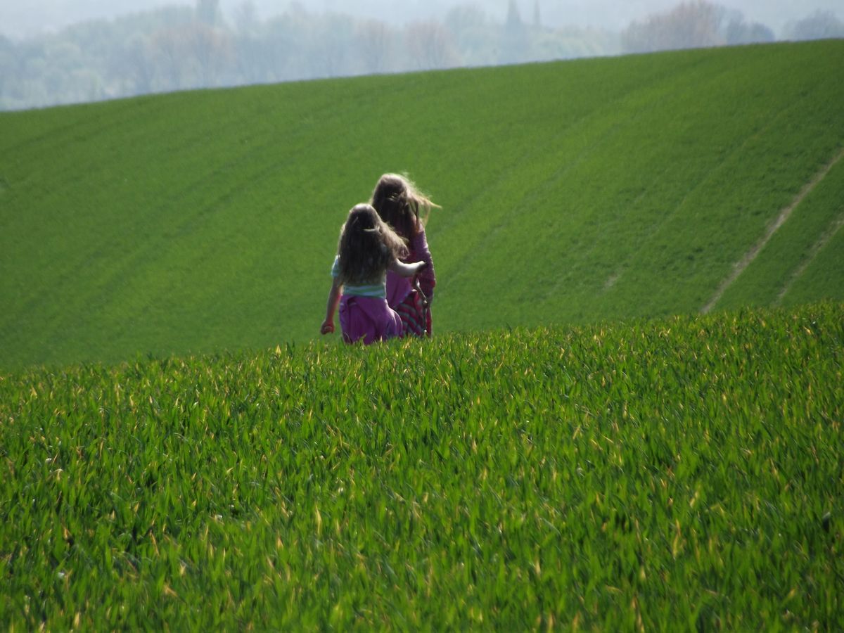 My sisters having fun in the sun just south of Cambridge, UK