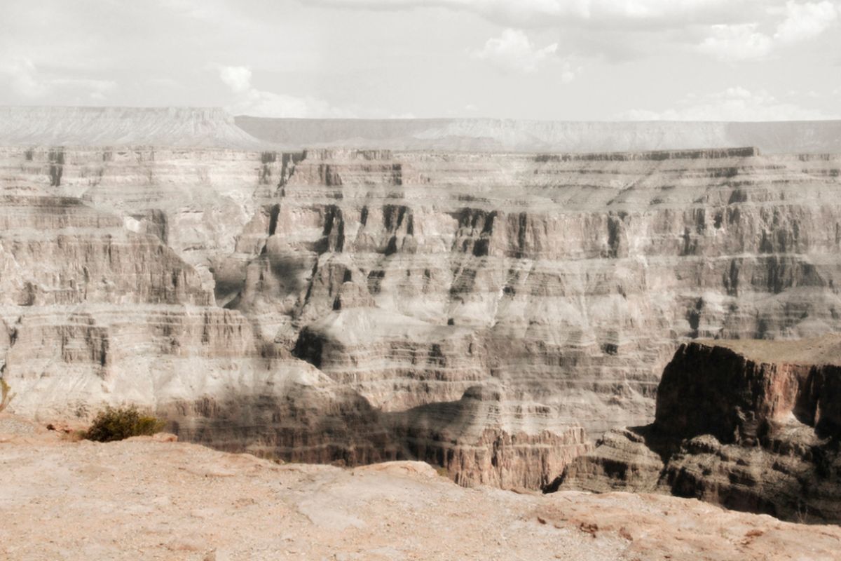 The image was taken in the West Grand Canyon. I was really interested in the appearance of the horizontal patterns on the vertical clifs.